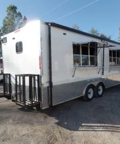 8.5' x 24' White Concession Food Trailer -Cheap Concession Trailers Shop sam 9490