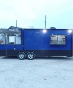 8.5' x 22' Cobalt Blue Porch Style Concession Food Trailer With Appliances -Cheap Concession Trailers Shop sam 9630