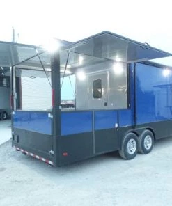 8.5' x 22' Cobalt Blue Porch Style Concession Food Trailer With Appliances -Cheap Concession Trailers Shop sam 9631