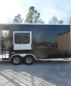 8.5' x 20' Black Porch Style Concession Food Trailer -Cheap Concession Trailers Shop sam 9734