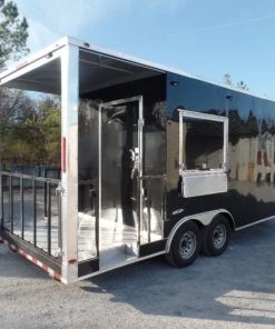 8.5' x 20' Black Porch Style Concession Food Trailer -Cheap Concession Trailers Shop sam 9735