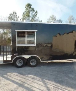 8.5' x 20' Black Porch Style Concession Food Trailer -Cheap Concession Trailers Shop sam 9738