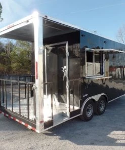 8.5' x 20' Black Porch Style Concession Food Trailer