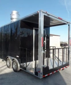 8.5' x 20' Black Porch Style Concession Food Trailer -Cheap Concession Trailers Shop sam 9741