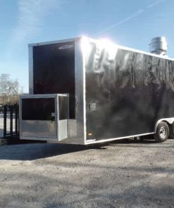 8.5' x 20' Black Porch Style Concession Food Trailer -Cheap Concession Trailers Shop sam 9743