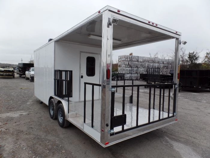8.5' x 22' Concessions Food White BBQ Event Trailer 3 8.5' x 22' Concessions Food White BBQ Event Trailer - Image 3