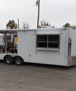 8.5' x 22' Concessions Food White BBQ Event Trailer