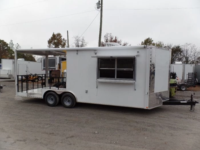 8.5' x 22' Concessions Food White BBQ Event Trailer 1 8.5' x 22' Concessions Food White BBQ Event Trailer