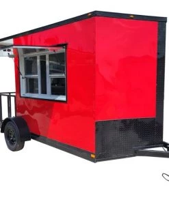 Concession Trailer 7'x12' Red Patio Food Serving Merchandising